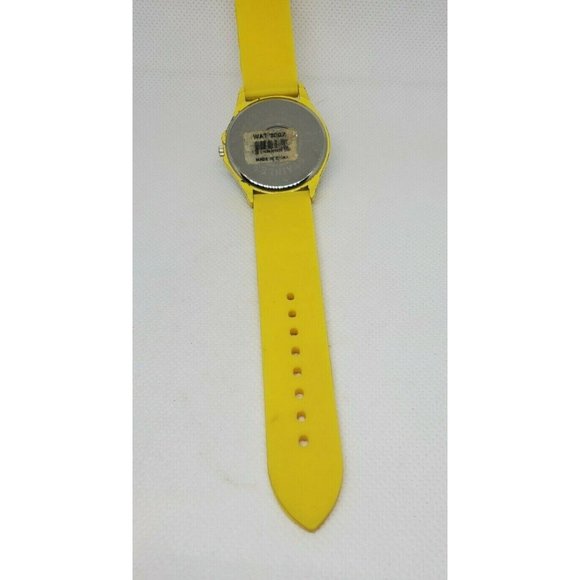 Geneva Faux Diamond Silicone Band Yellow Stainless Steel Back Rare Watch main image 5
